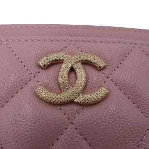 Chanel Kartenetui Kalbsleder Rosa GHW Chanel Chanel 19
