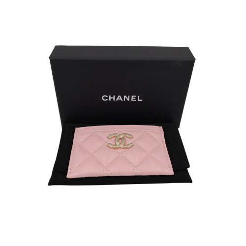 Chanel Kartenetui Kalbsleder Rosa GHW Chanel Chanel 2