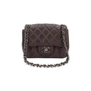 Chanel Mini Square Flap Bag Lammleder Grau SHW Chanel Chanel 19