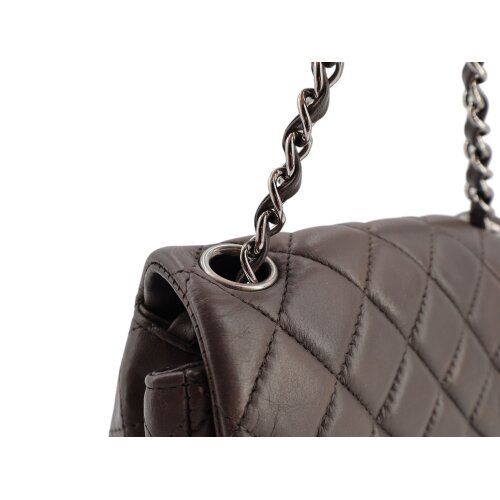Chanel Mini Square Flap Bag Lammleder Grau SHW Chanel Chanel 14