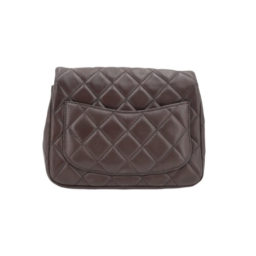Chanel Mini Square Flap Bag Lammleder Grau SHW Chanel Chanel 7