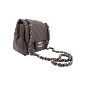 Chanel Mini Square Flap Bag Lammleder Grau SHW Chanel Chanel 23