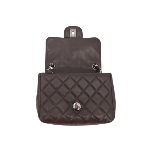 Chanel Mini Square Flap Bag Lammleder Grau SHW Chanel Chanel 15